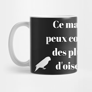 this mask contain feathers trace french quote white Mug